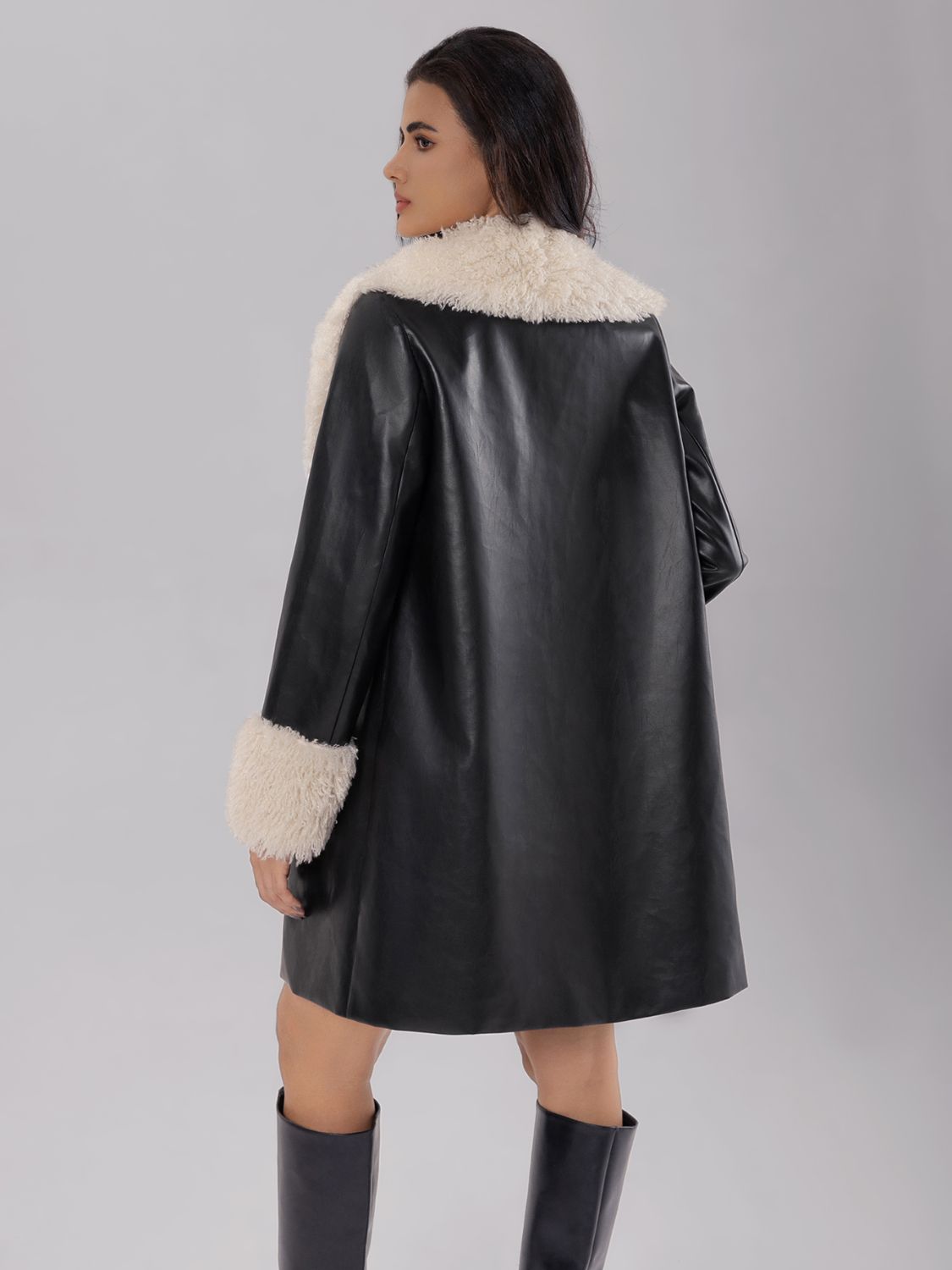 Fuzzy Long Sleeve Longline Coat