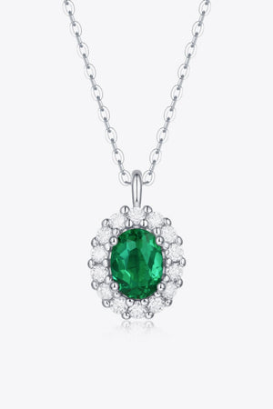 1.5 Carat Lab-Grown Emerald 925 Sterling Silver Necklace