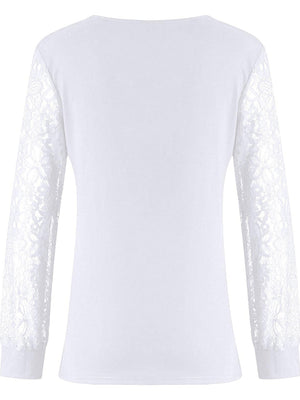 Full Size Lace Detail V-Neck Long Sleeve Blouse