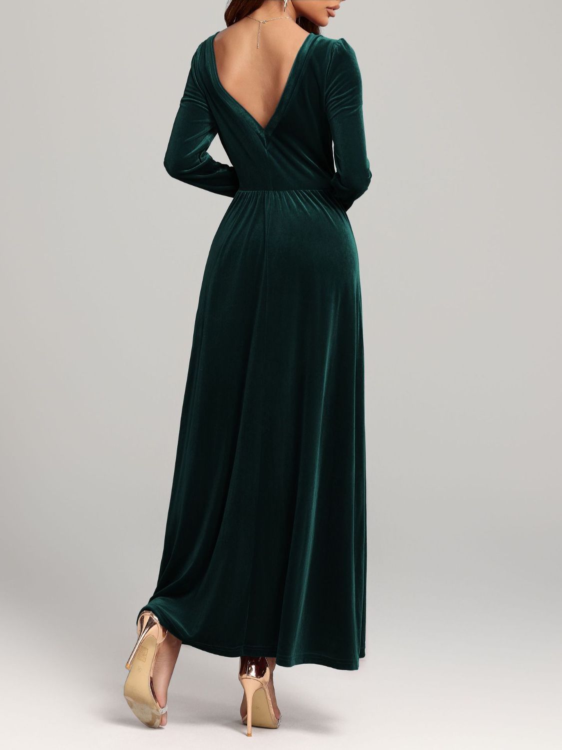 Velvet Square Neck Long Sleeve Dress