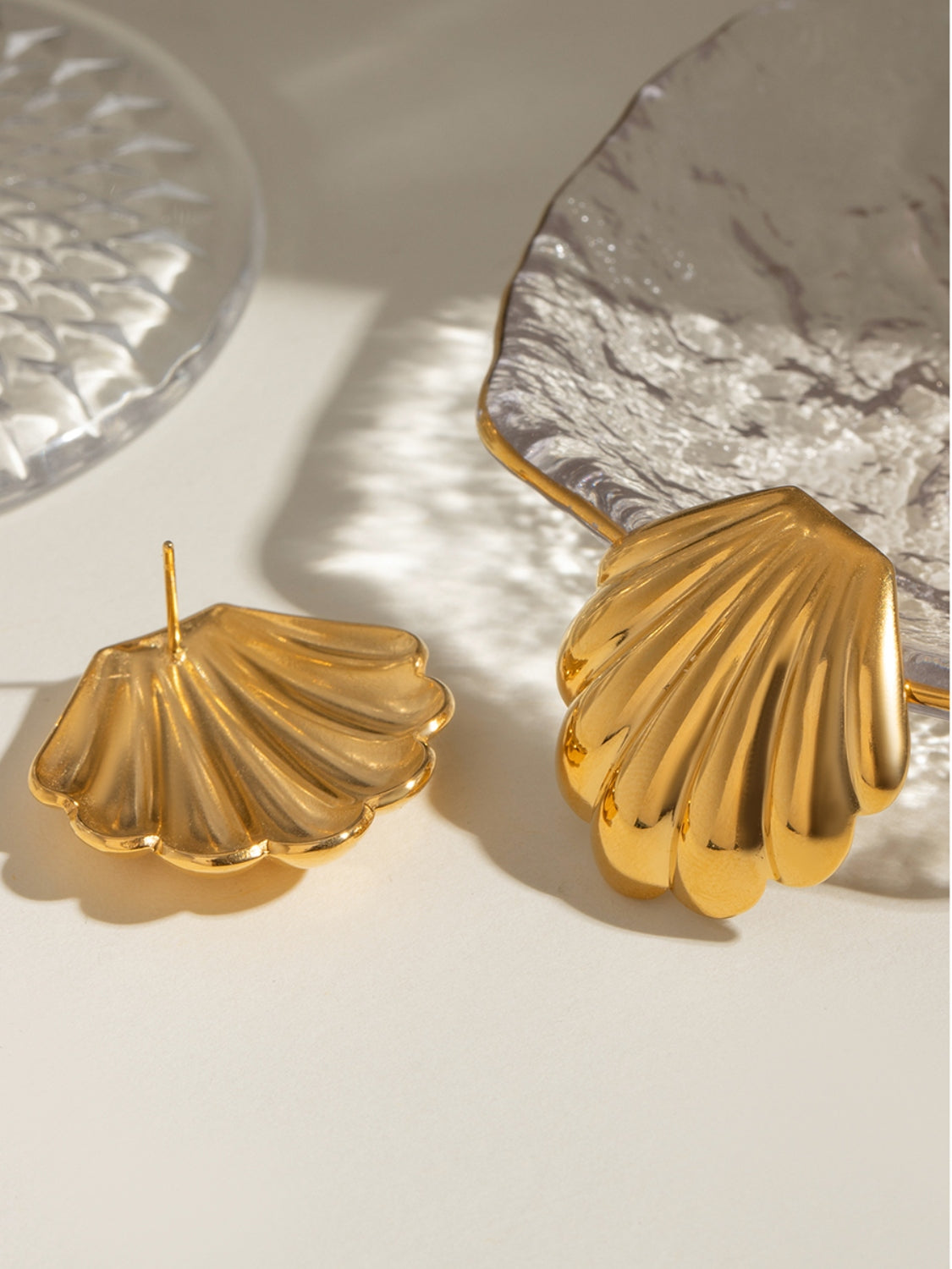 18K Gold-Plated Stainless Steel Shell Stud Earrings