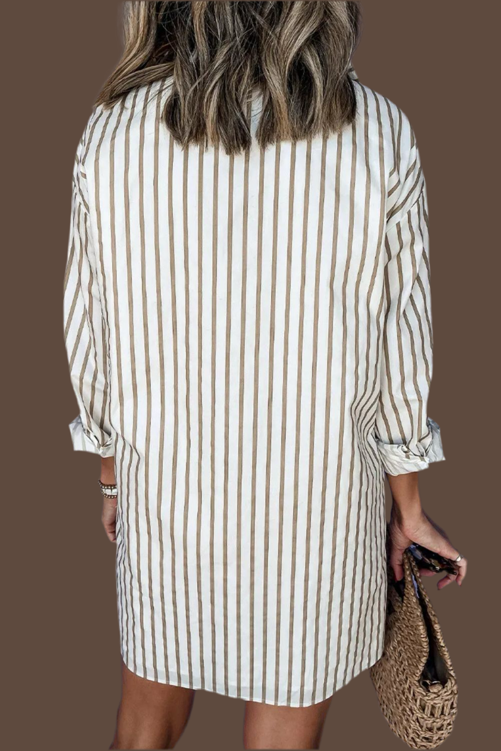 Striped Long Sleeve Mini Shirt Dress