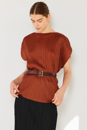 Marina West Swim Rib Pleated Oversized Dolman Sleeve Top