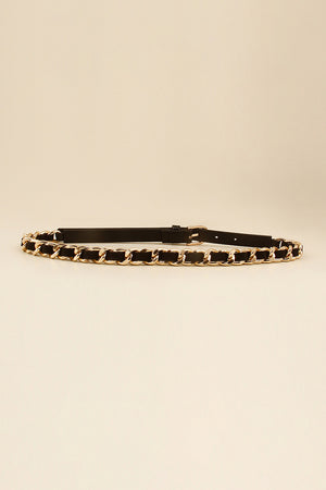 PU Chain Skinny Belt