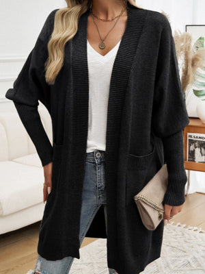 Devine Open Front Long Sleeve Cardigan