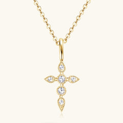 925 Sterling Silver Moissanite Cross Pendant Necklace