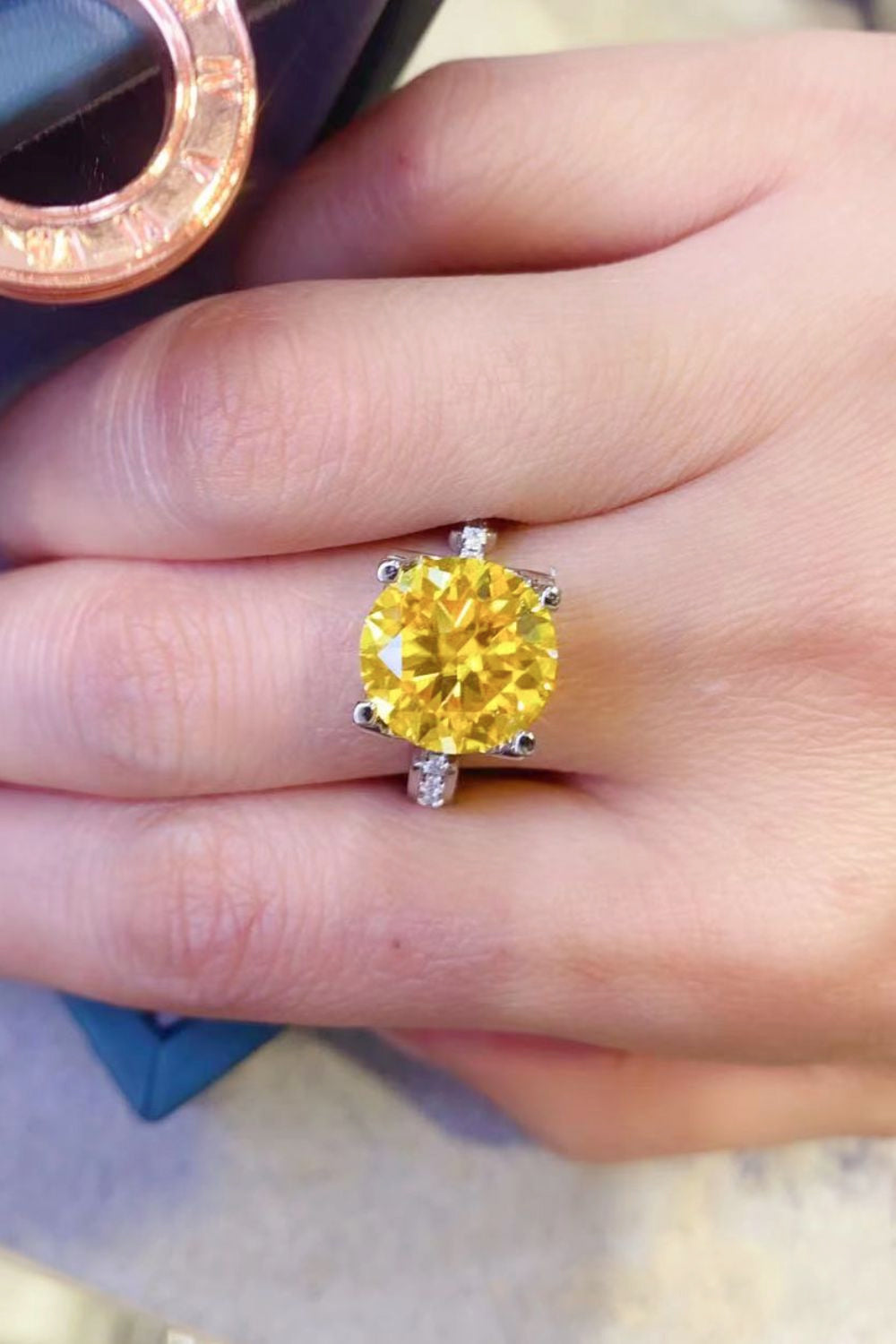 5 Carat Moissanite 925 Sterling Silver Ring in Banana Yellow