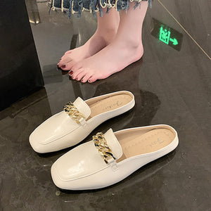 PU Leather Square Toe Flat Loafers