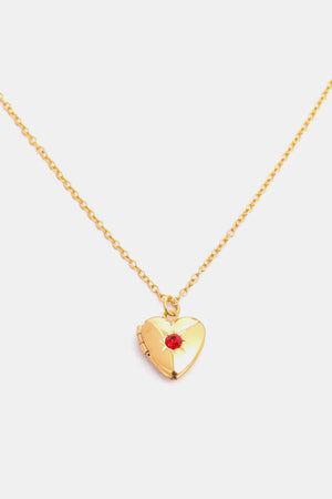 Zircon Heart Shape 14K Gold-Plated Pendant Necklace