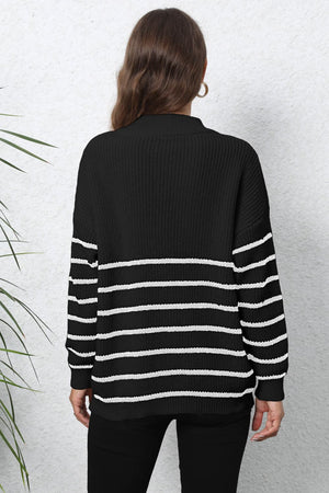 Mock Neck Long Sleeve Zip-Up Sweater