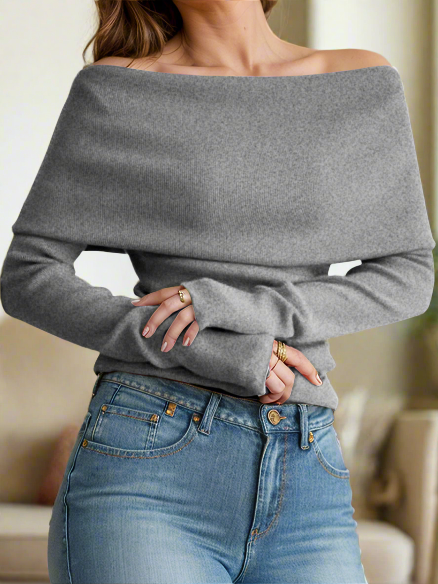 Off-Shoulder Long Sleeve Sweater