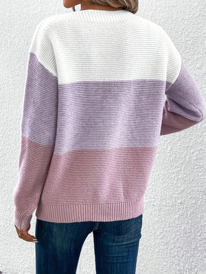 Color Block Boat Neck Sweater