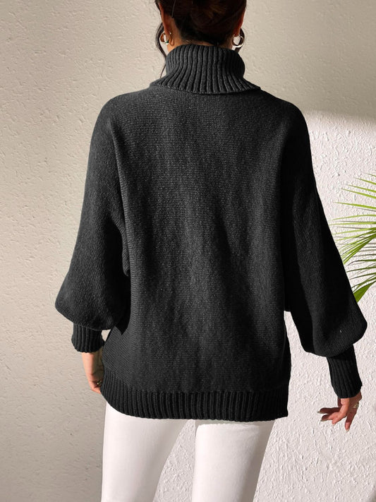 Heart Turtleneck Long Sleeve Sweater