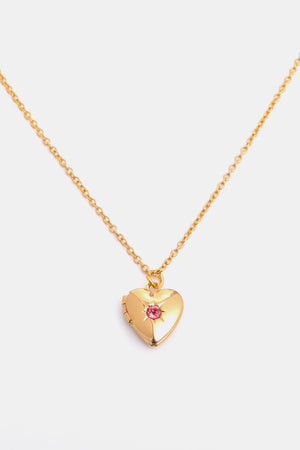 Zircon Heart Shape 14K Gold-Plated Pendant Necklace