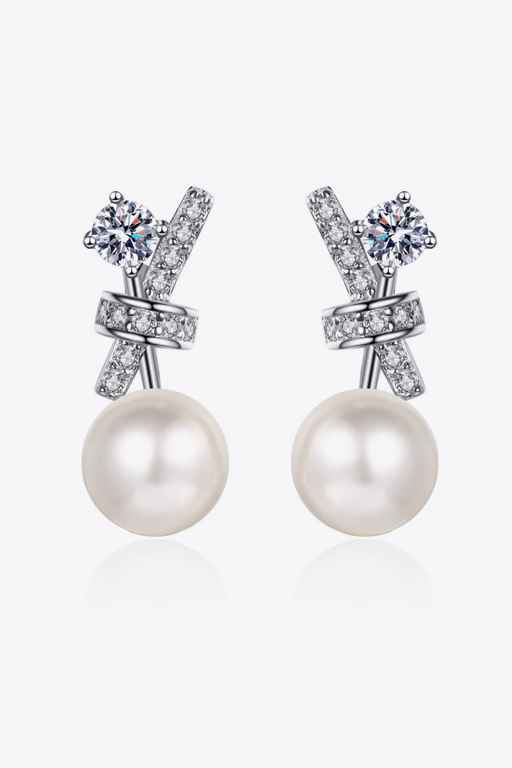 Pearl Moissanite Stud Earrings