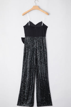 Bow Sequin Wide Leg Jumpsuit