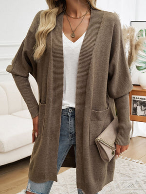 Devine Open Front Long Sleeve Cardigan