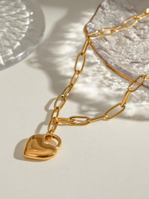 18K Gold-Plated Stainless Steel Heart Pendant Necklace