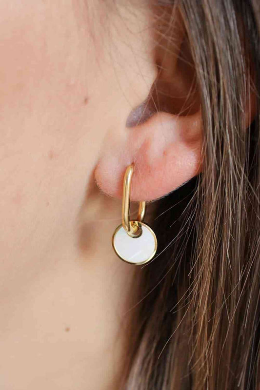 Copper White Mother-Of-Pearl Drop Earrings - WAZKA