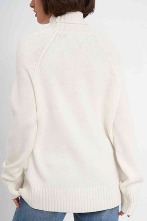 Turtle Neck Raglan Sleeve Sweater - WAZKA