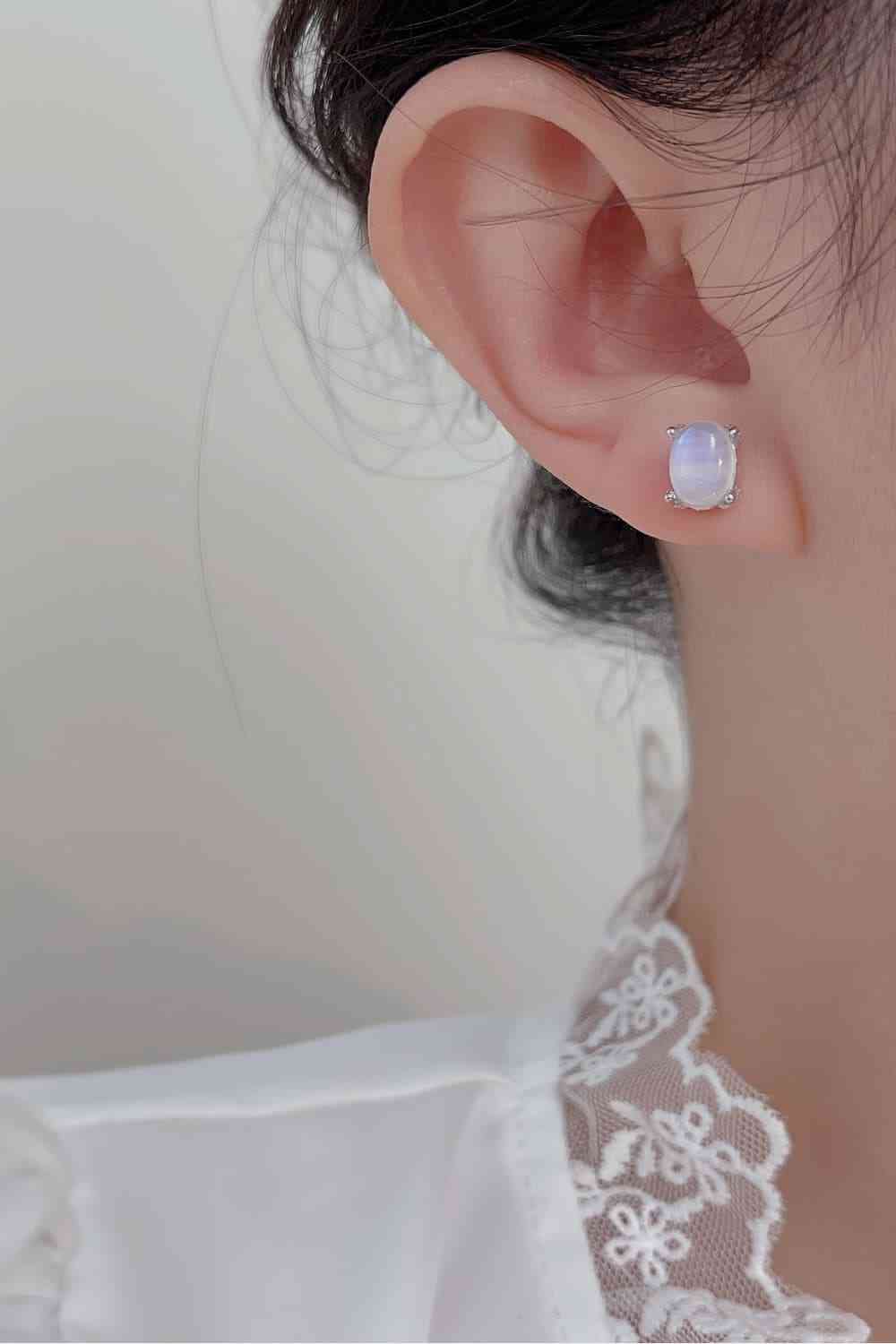 High Quality Natural Moonstone 925 Sterling Silver Stud Earrings - WAZKA