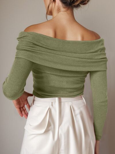 Off-Shoulder Long Sleeve Sweater