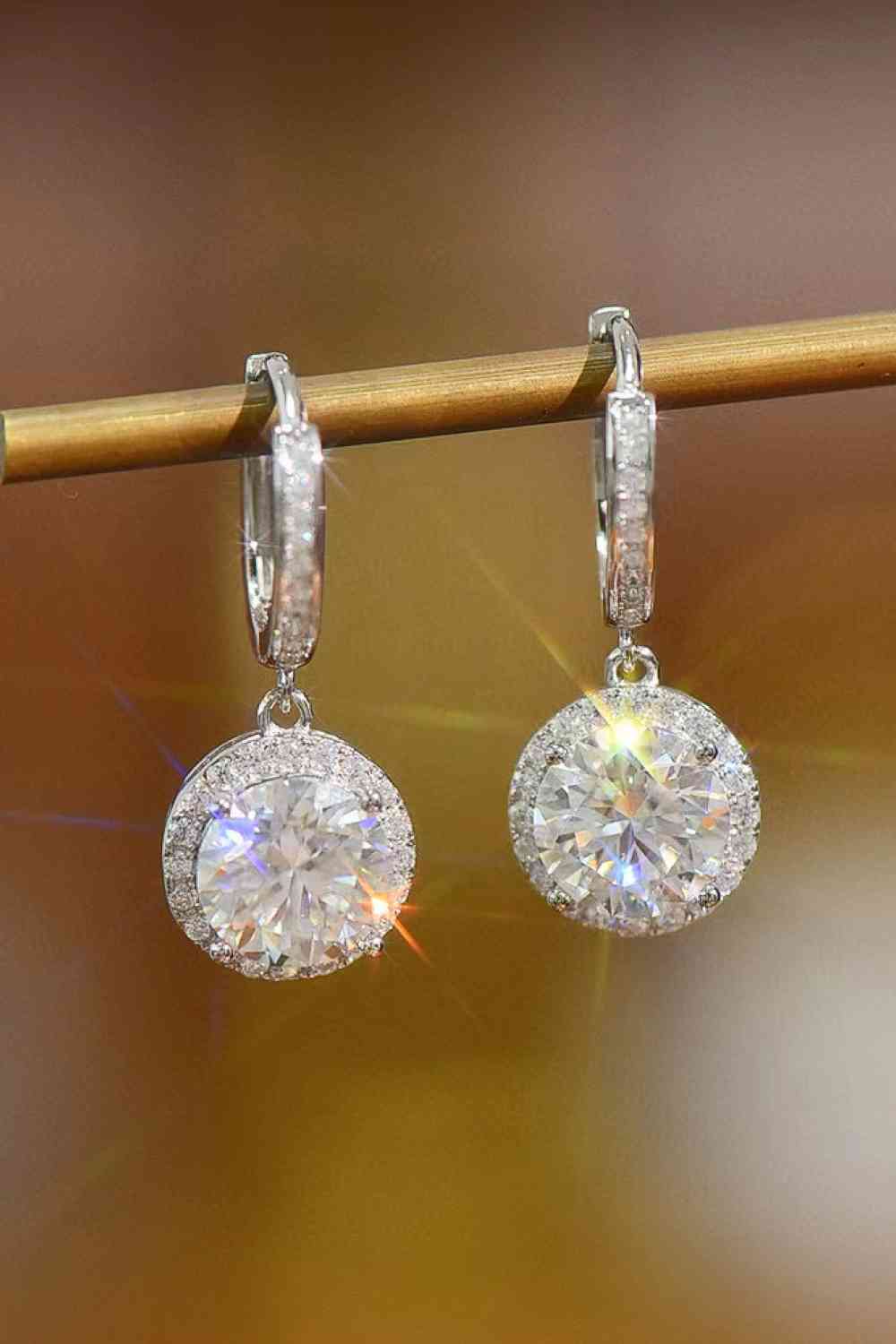 2 Carat Moissanite Round Drop Earrings - WAZKA