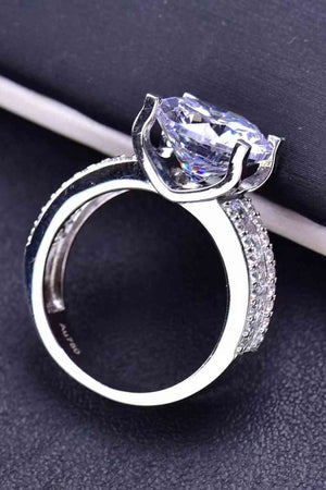 Platinum-Plated 5 Carat Moissanite Side Stone Ring - WAZKA