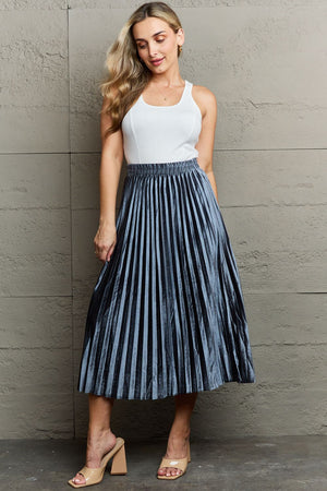 Ninexis Accordion Pleated Flowy Midi Skirt - WAZKA