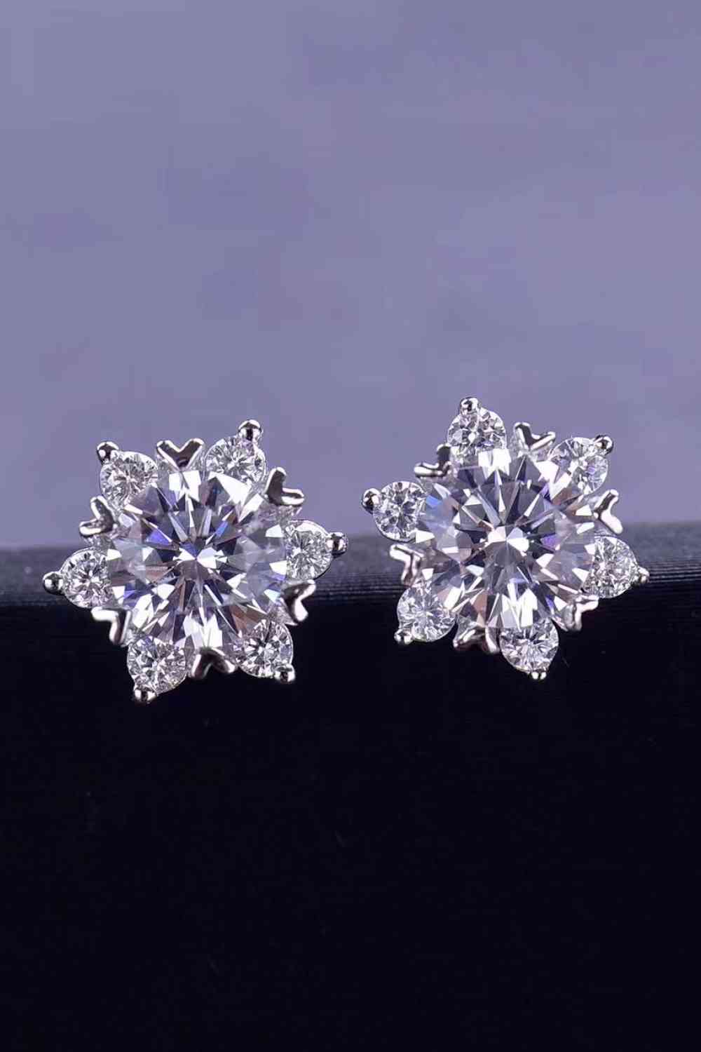 2 Carat Moissanite Floral Stud Earrings - WAZKA