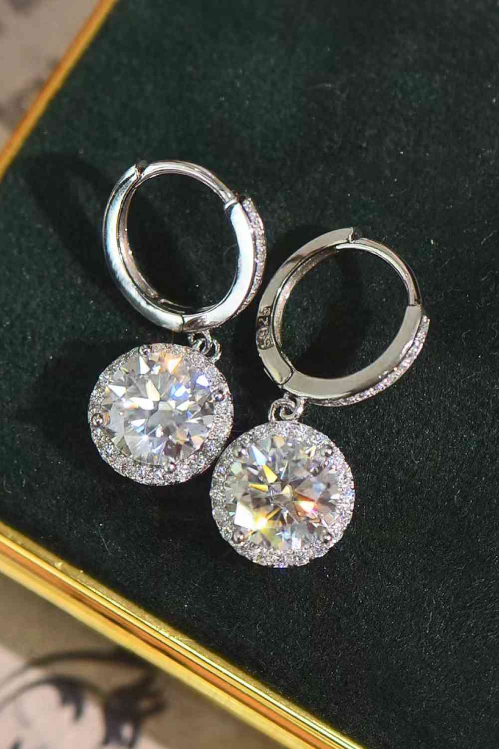 2 Carat Moissanite Round Drop Earrings - WAZKA