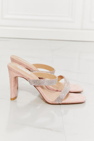 MMShoes Leave A Little Sparkle Rhinestone Block Heel Sandal in Pink - WAZKA