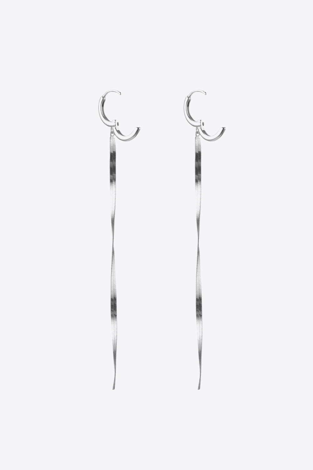 925 Sterling Silver Long Snake Chain Earrings - WAZKA