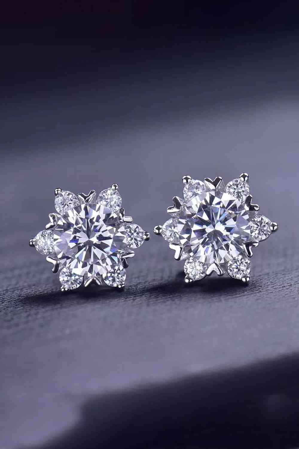 2 Carat Moissanite Floral Stud Earrings - WAZKA