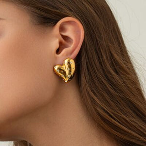 Heart Shape 18K Gold-Plated Zircon Earring - WAZKA