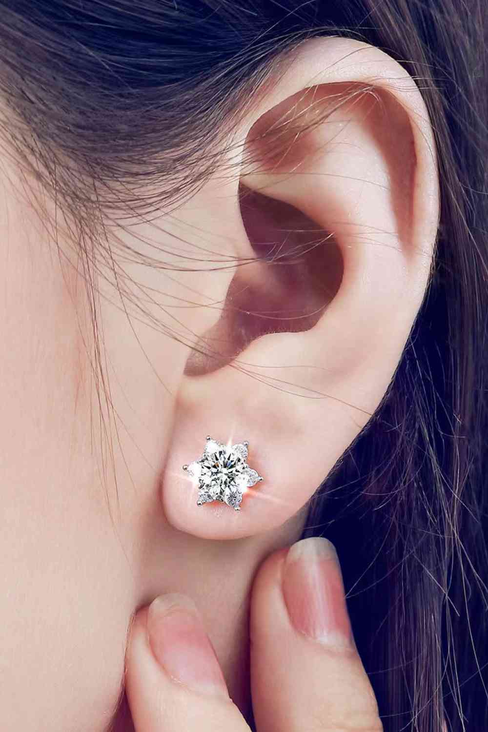 2 Carat Moissanite Floral Stud Earrings - WAZKA