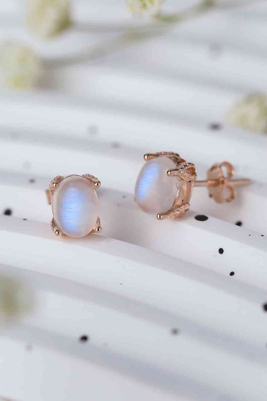 High Quality Natural Moonstone 925 Sterling Silver Stud Earrings - WAZKA