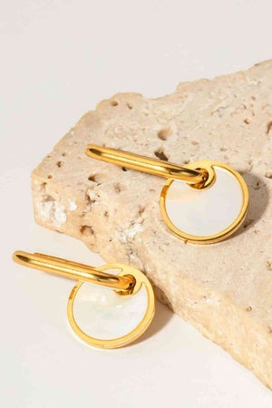 Copper White Mother-Of-Pearl Drop Earrings - WAZKA