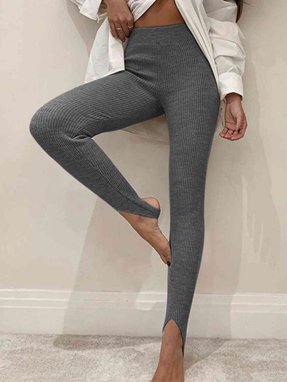 Ribbed Mid Waist Leggings - WAZKA