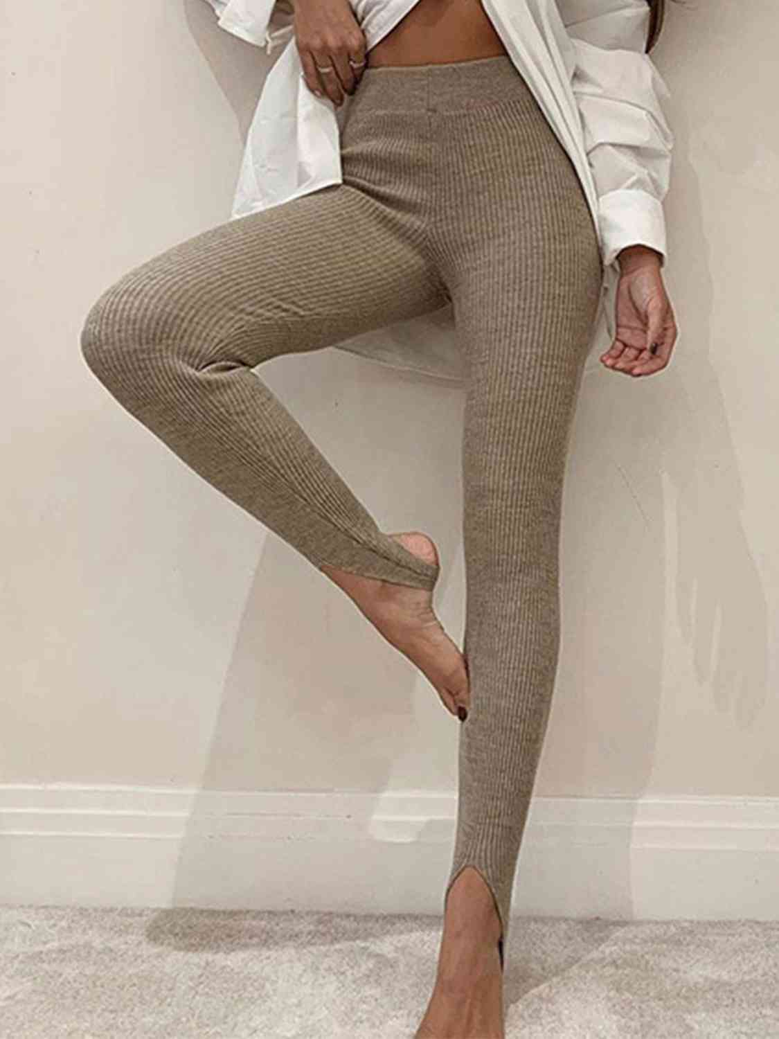 Ribbed Mid Waist Leggings - WAZKA