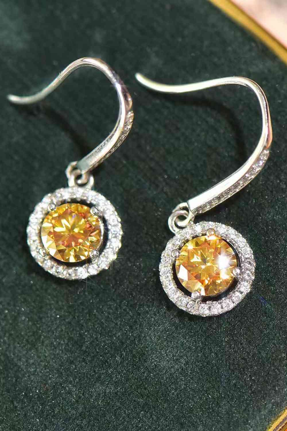 Platinum-Plated 2 Carat Moissanite Drop Earrings - WAZKA