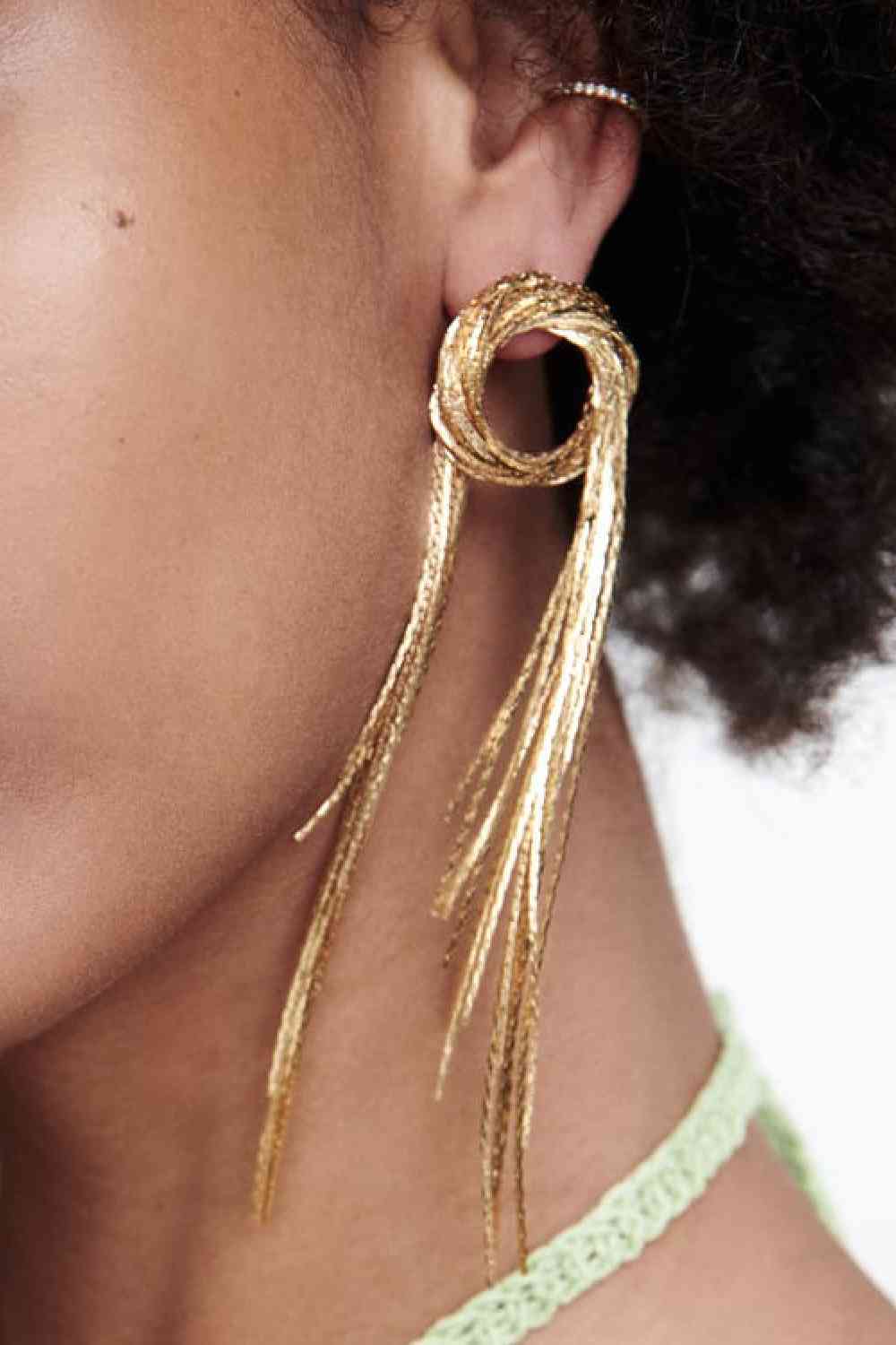 Round Shape Fringed Copper Earrings - WAZKA