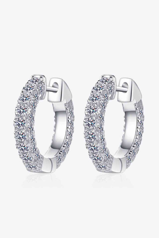 925 Sterling Silver Moissanite Huggie Earrings - WAZKA