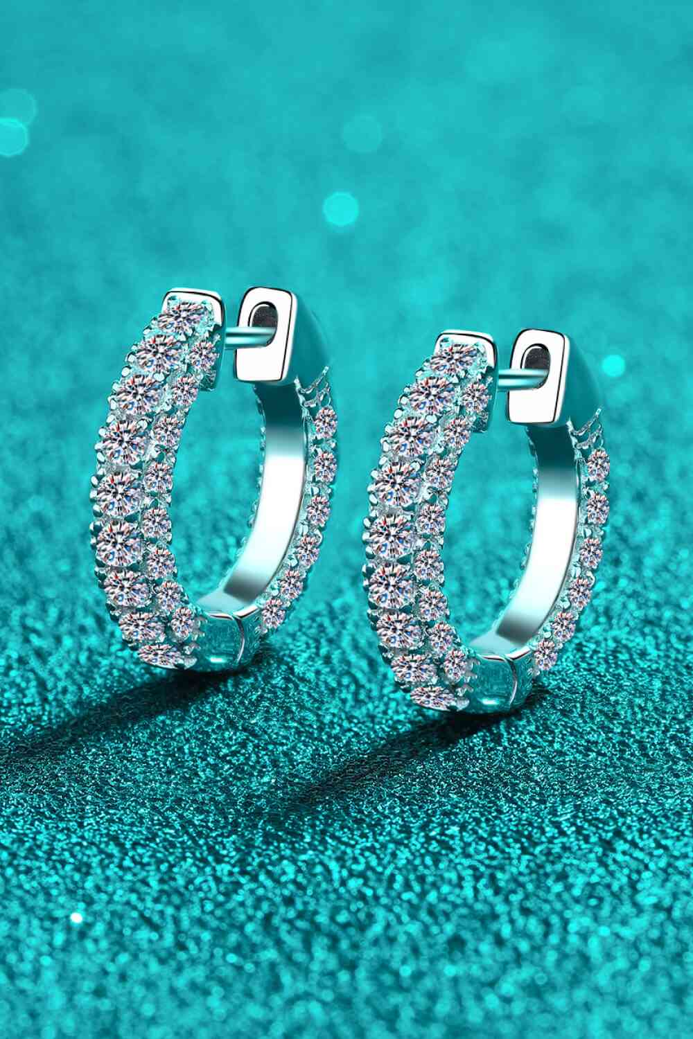 925 Sterling Silver Moissanite Huggie Earrings - WAZKA