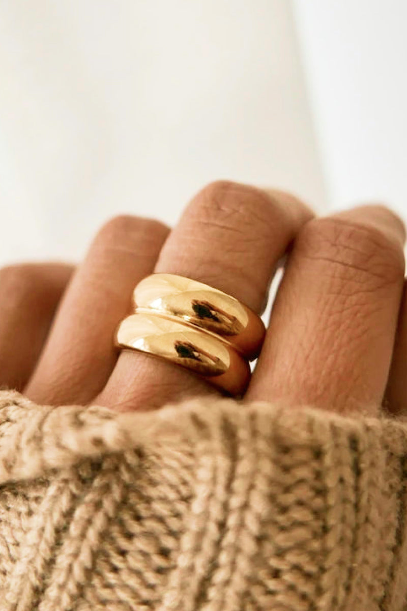 Gold Double Ridge Ring - WAZKA