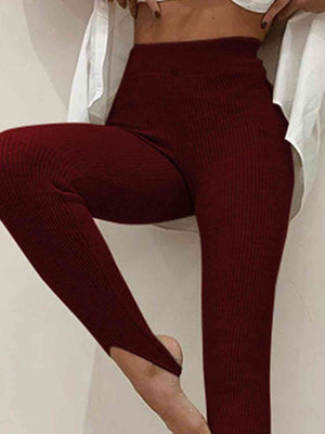 Ribbed Mid Waist Leggings - WAZKA