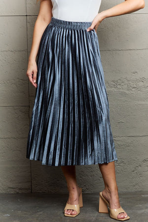 Ninexis Accordion Pleated Flowy Midi Skirt - WAZKA