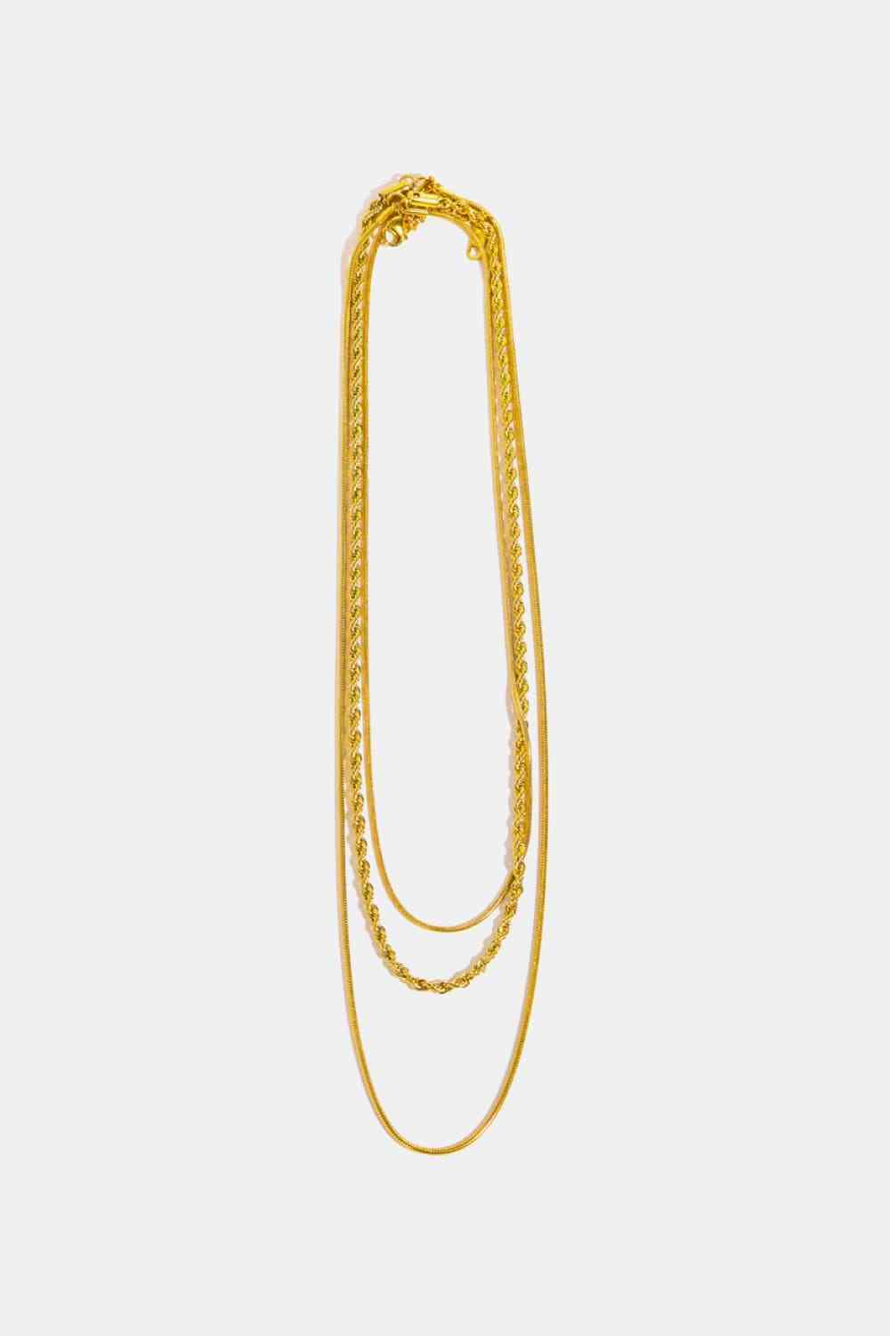 Stainless Steel 18K Gold-Plated Triple Layer Necklace - WAZKA