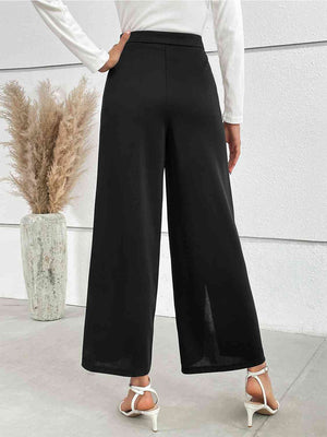 Chain Detail Slit Straight Pants - WAZKA