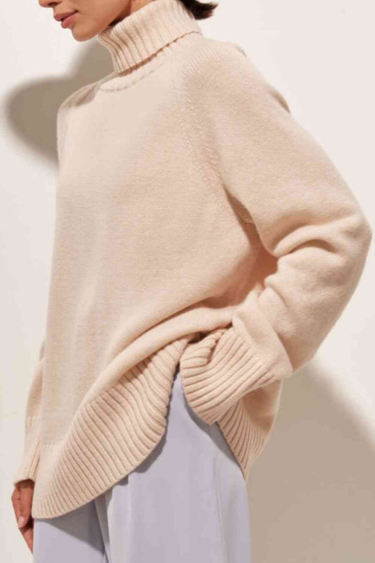 Turtle Neck Raglan Sleeve Sweater - WAZKA